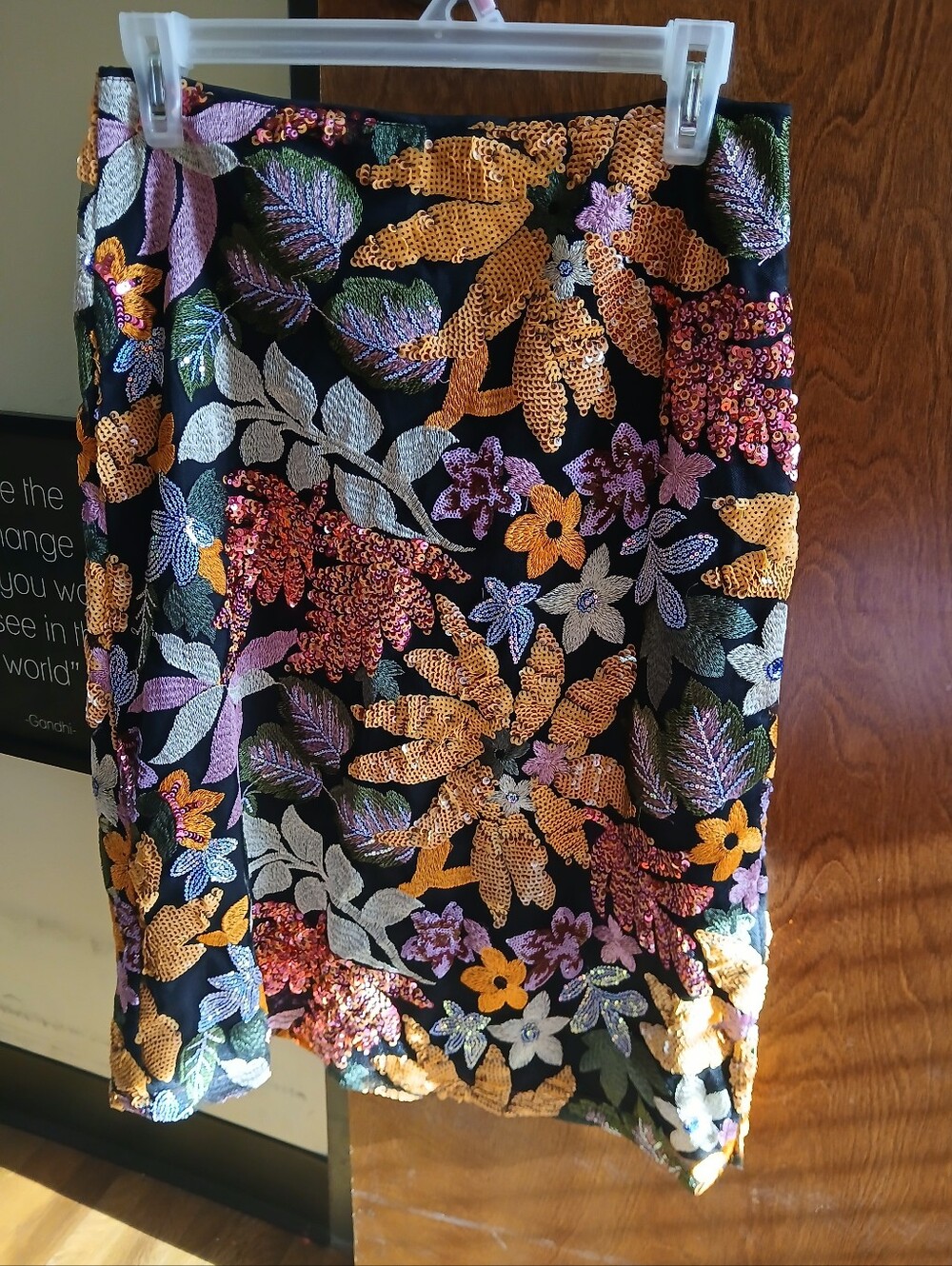 NWOT/ FATE black sequin & embroidered pencil skirt